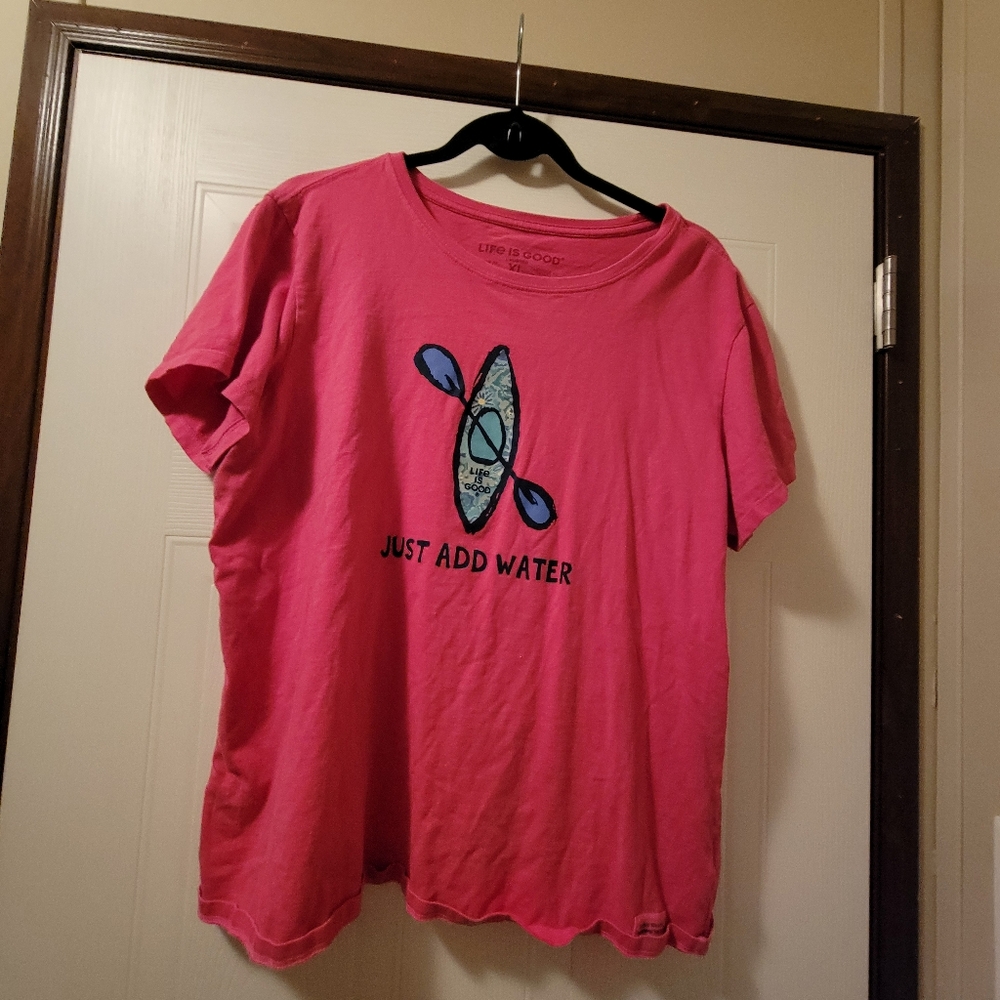 Vibrant Pink Short Sleeve Tee with Airplane Graphic